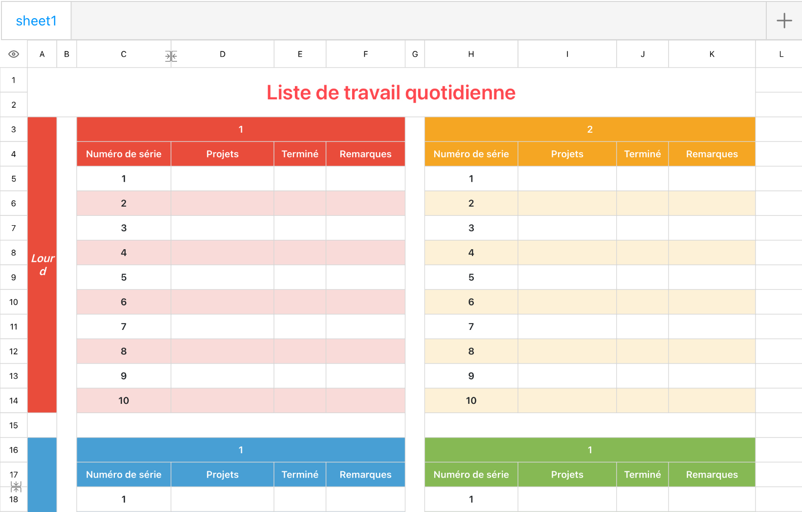 Liste de travail quotidienne